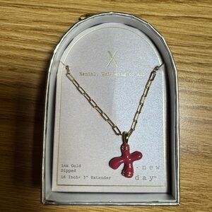 A new day -14 k Gold dipped Chain Necklace with X Pendant